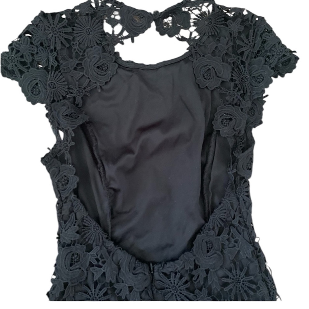 Lulus Black Crochet Open Back Evening Dress Size Small - Picture 7 of 8